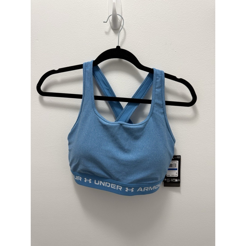 Under Armour Crossback Mid Sports Bra Blue Heather Women's XL NWT Compression